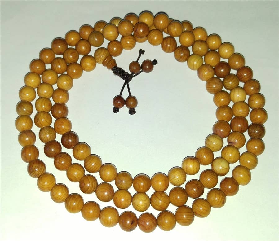 Yew Wood 108 Bead Mala - 8mm