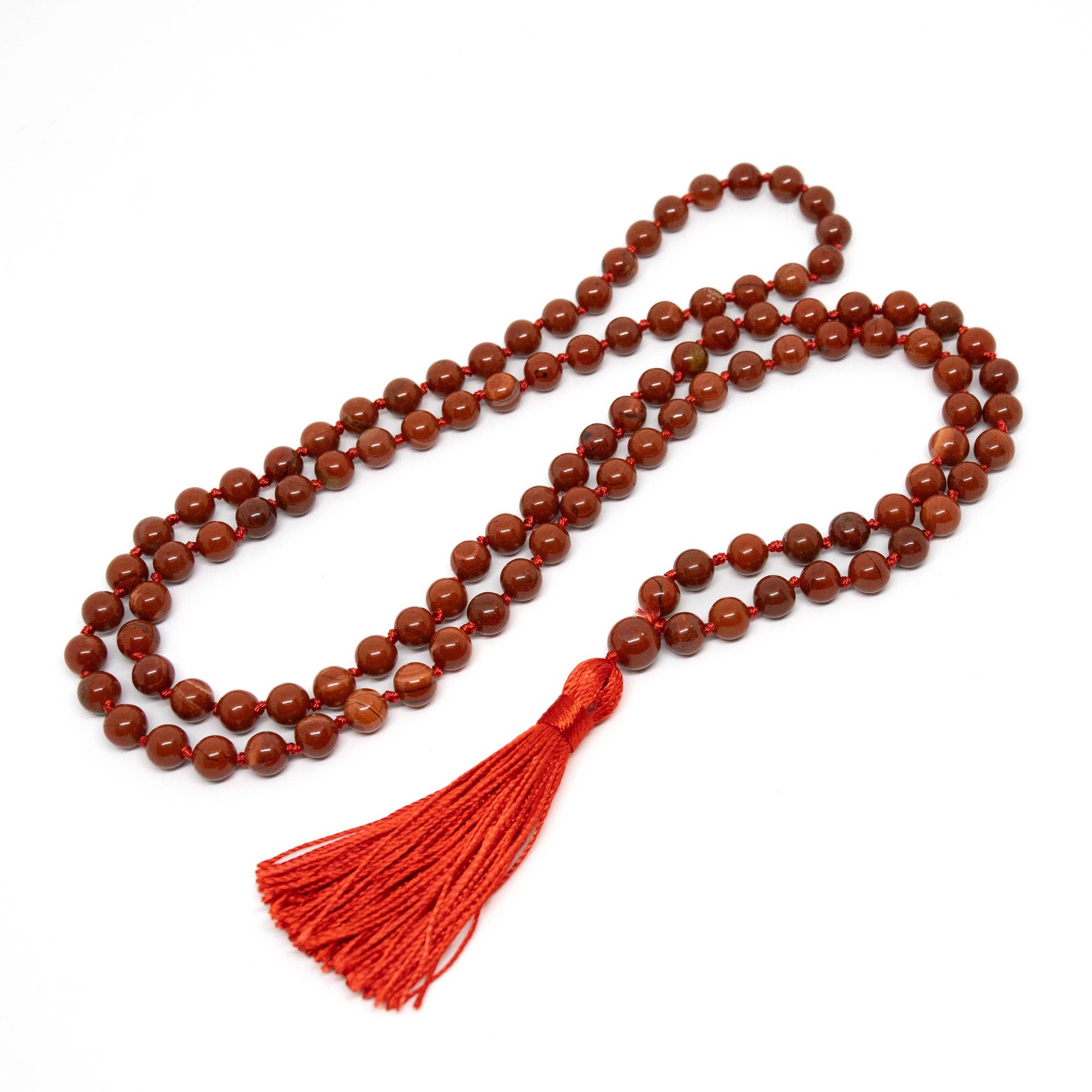 Red Jasper Knotted 108 Bead Mala Prayer Beads - 8mm
