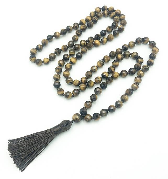 Knotted Tiger's Eye 108 Bead Mala - 8mm