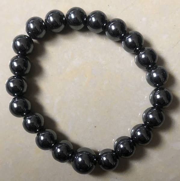Longer Length Hematite Beaded Bracelet - Wrist Mala - 10mm