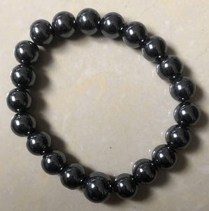 Longer Length Hematite Beaded Bracelet - Wrist Mala - 10mm