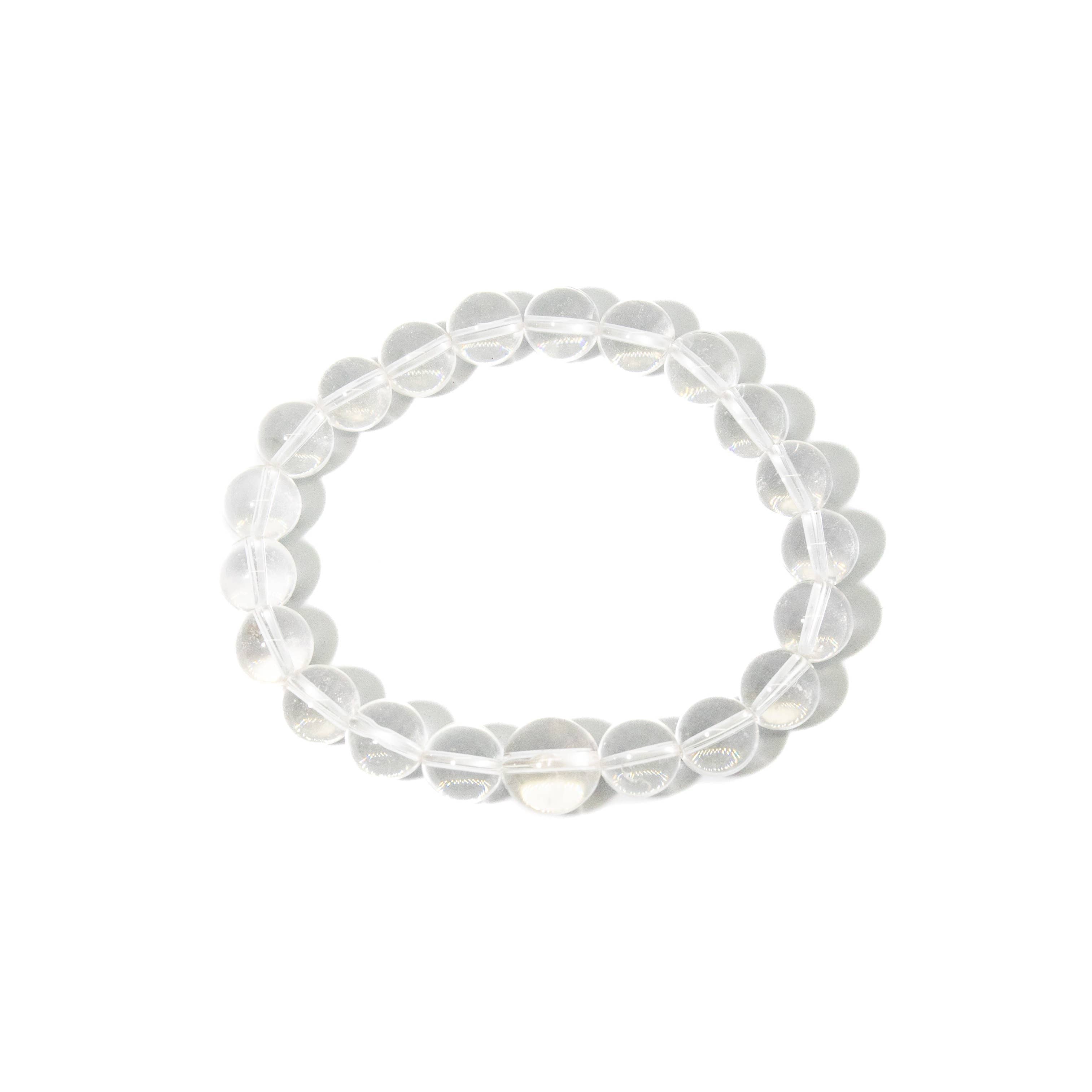 Longer Length Clear Quartz Beaded Bracelet Wrist Mala 10mm