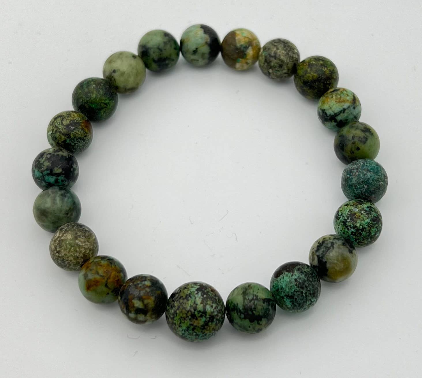 Longer Length African Turquoise Beaded Bracelet Mala - 10mm