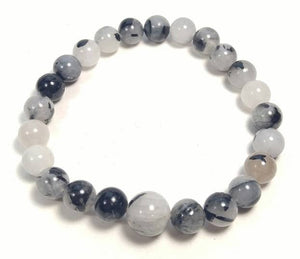 Longer Length Tourmalated Quartz Beaded Bracelet 8mm