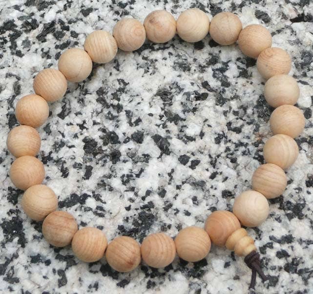Cypress Wood Beaded Bracelet - Wrist Mala - 8mm