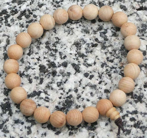 Cypress Wood Beaded Bracelet - Wrist Mala - 8mm