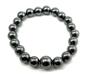 Longer Length Hematite Beaded Bracelet - Wrist Mala - 10mm