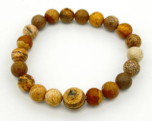 Longer Length Picture Jasper Beaded Bracelet Wrist Mala 10mm