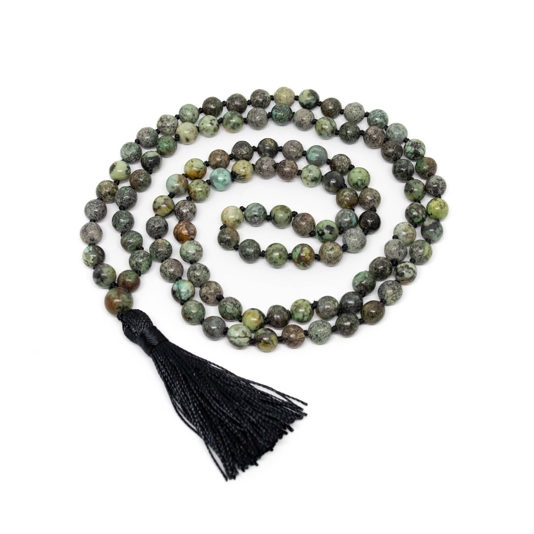 African Turquoise Knotted 108 Mala - Prayer Beads - 8mm