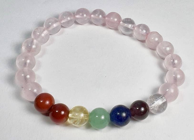 Real Gemstone Rose Quartz Chakra Bracelet - Wrist Mala - 8mm
