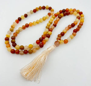 Rainbow Jade Zen Knotted 108 Bead Mala - Prayer Beads - 8mm