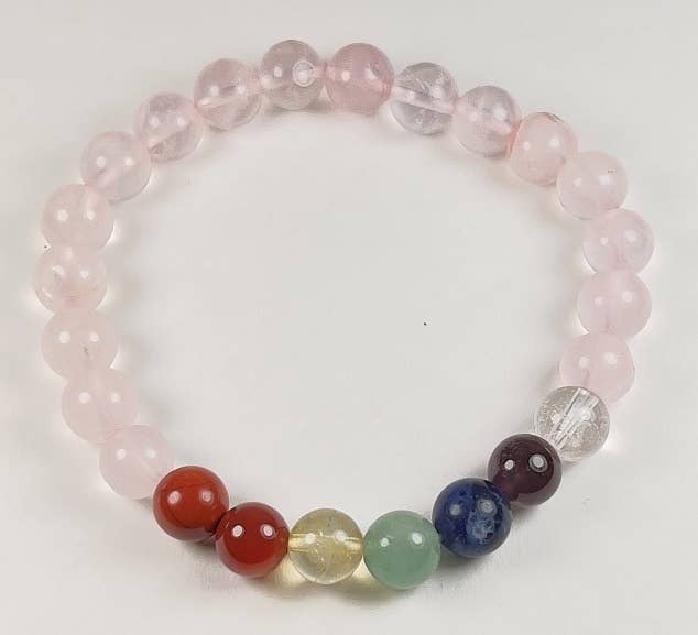 Real Gemstone Rose Quartz Chakra Bracelet - Wrist Mala - 8mm