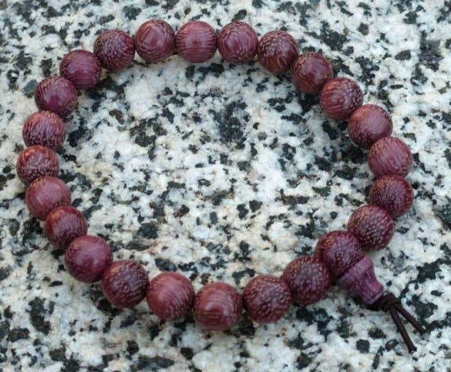 Longer Length Purpleheart Wood Bracelet - Wrist Mala - 10mm
