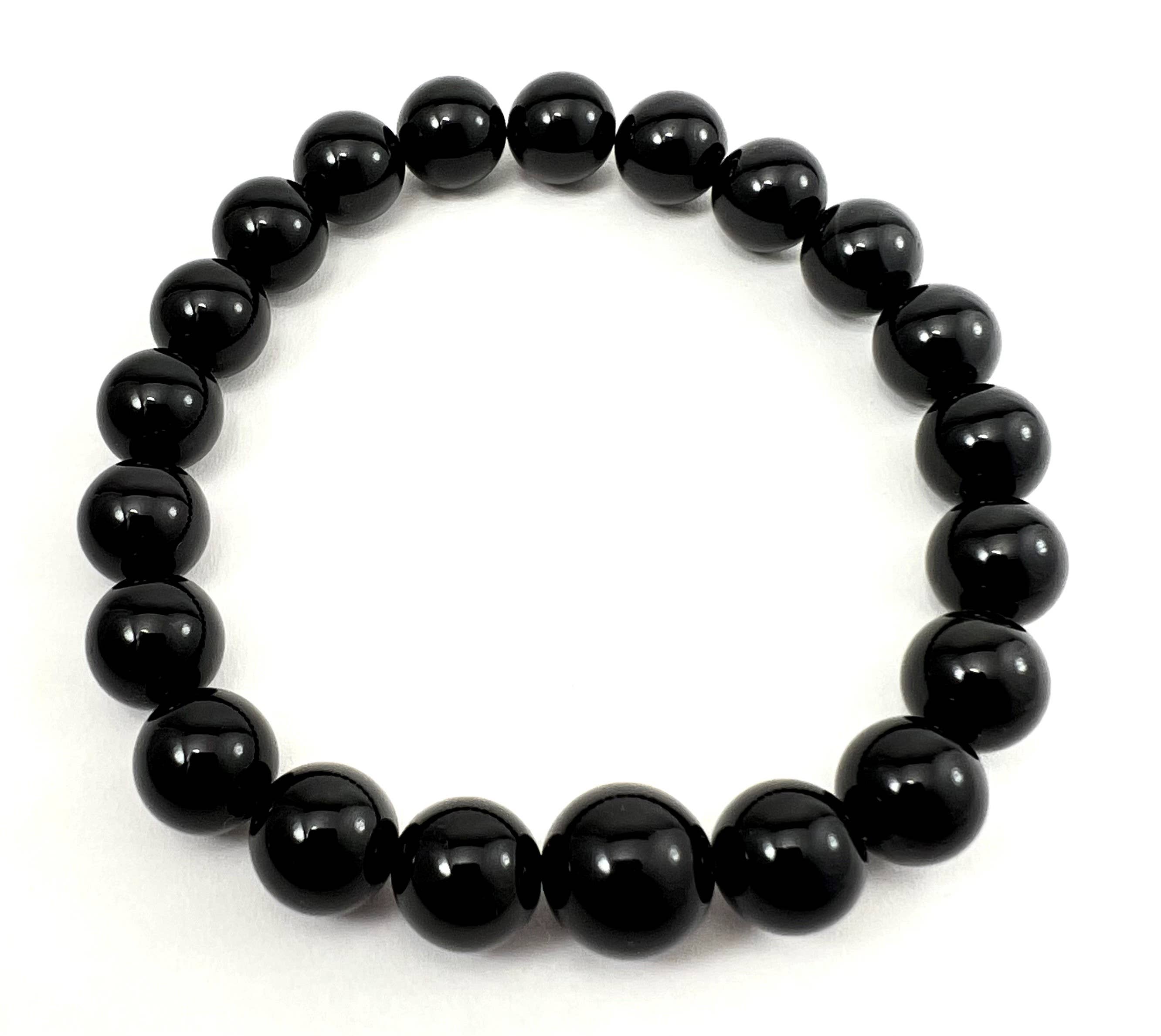 Longer Length Black Obsidian Beaded Bracelet Wrist Mala 10mm