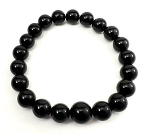Longer Length Black Obsidian Beaded Bracelet Wrist Mala 10mm