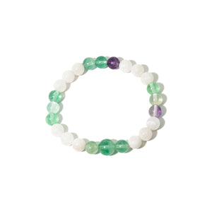 Fluorite & Moonstone Beaded Bracelet - Wrist Mala - 8mm