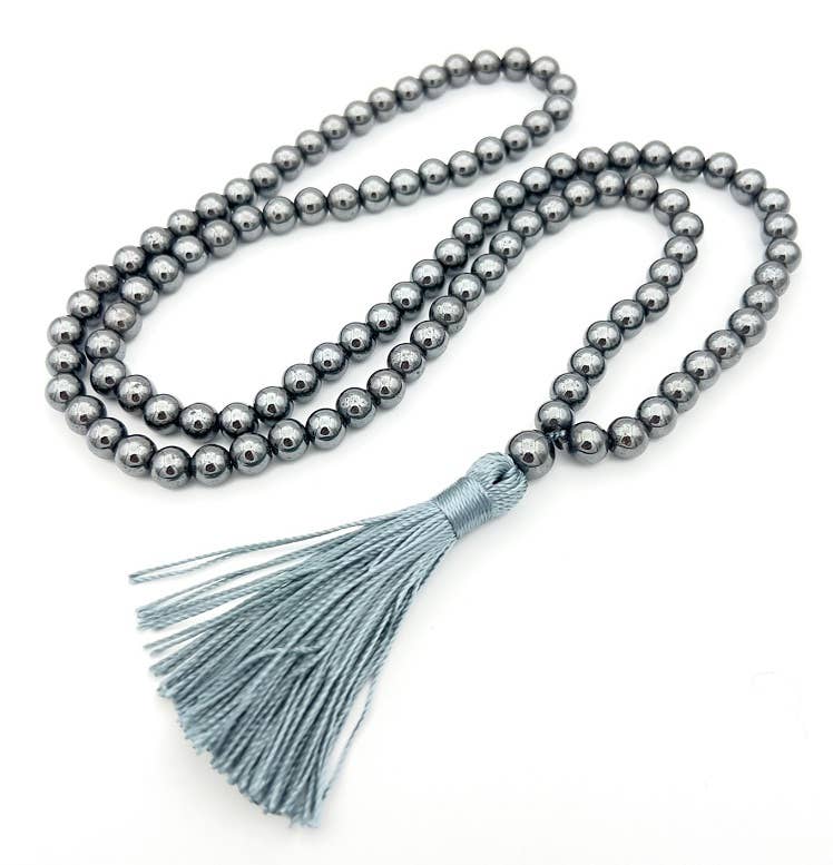 Hematite Zen 108 Bead Mala - Prayer Beads - 8mm