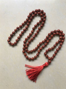 Red Jasper Knotted 108 Bead Mala Prayer Beads - 8mm