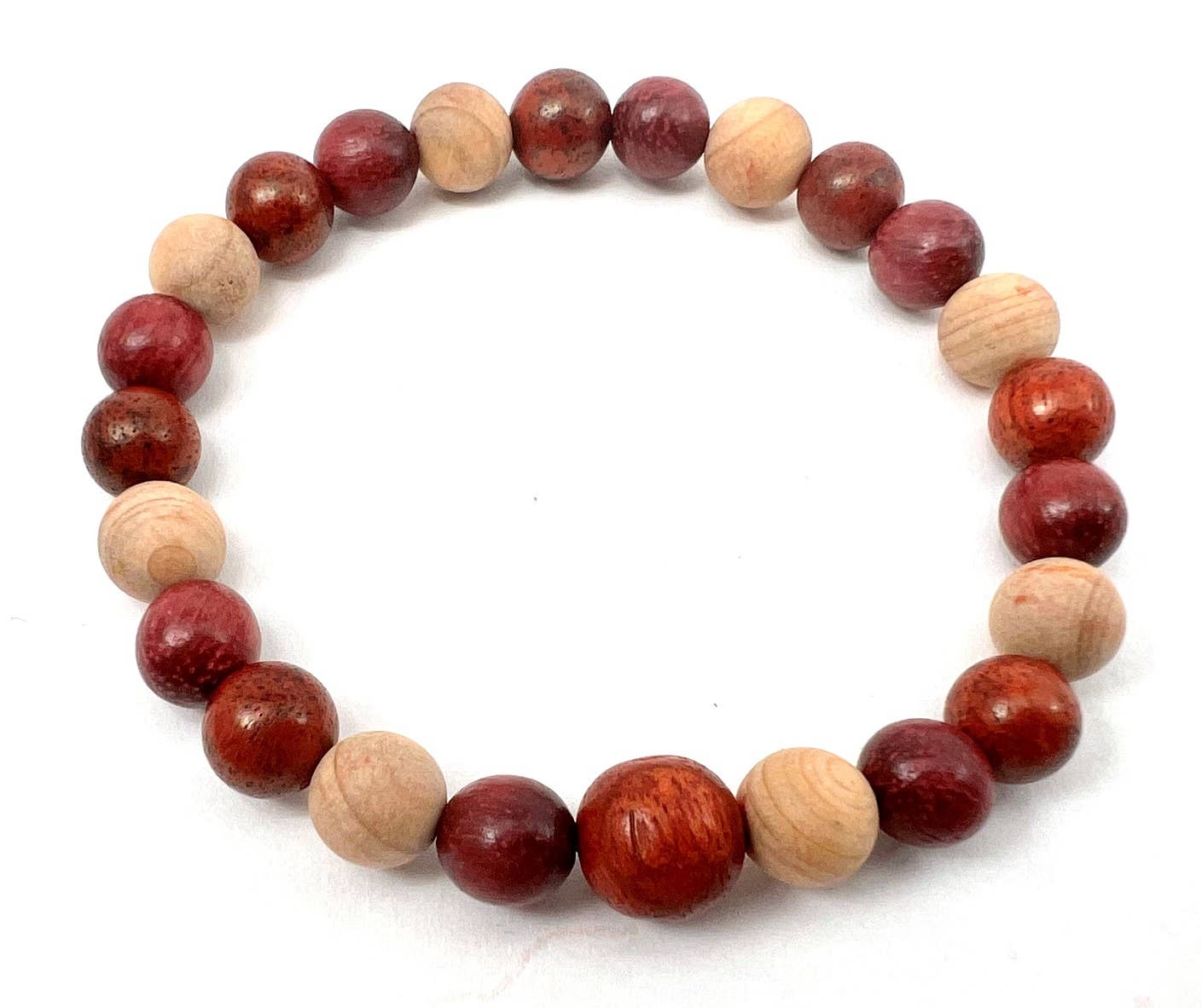 Dragon Blood Wood, Purpleheart & Cypress Wood Bracelet 8mm