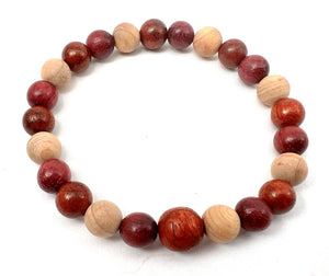 Dragon Blood Wood, Purpleheart & Cypress Wood Bracelet 8mm