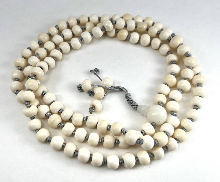 Knotted Yak Bone 108 Bead Mala - 6x8mm
