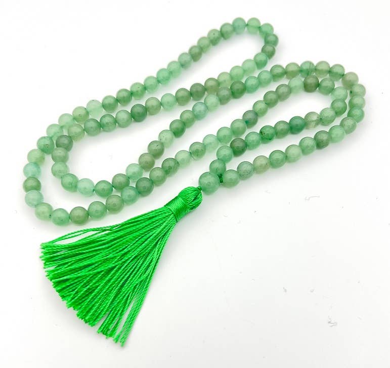 Green Aventurine Zen 108 Bead Mala - Prayer Beads - 8mm