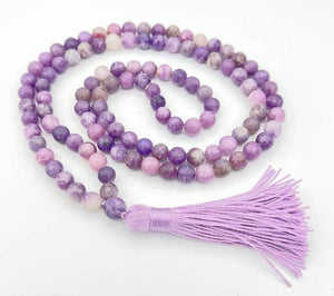 Lepidolite Zen 108 Bead Mala - Prayer Beads - 8mm