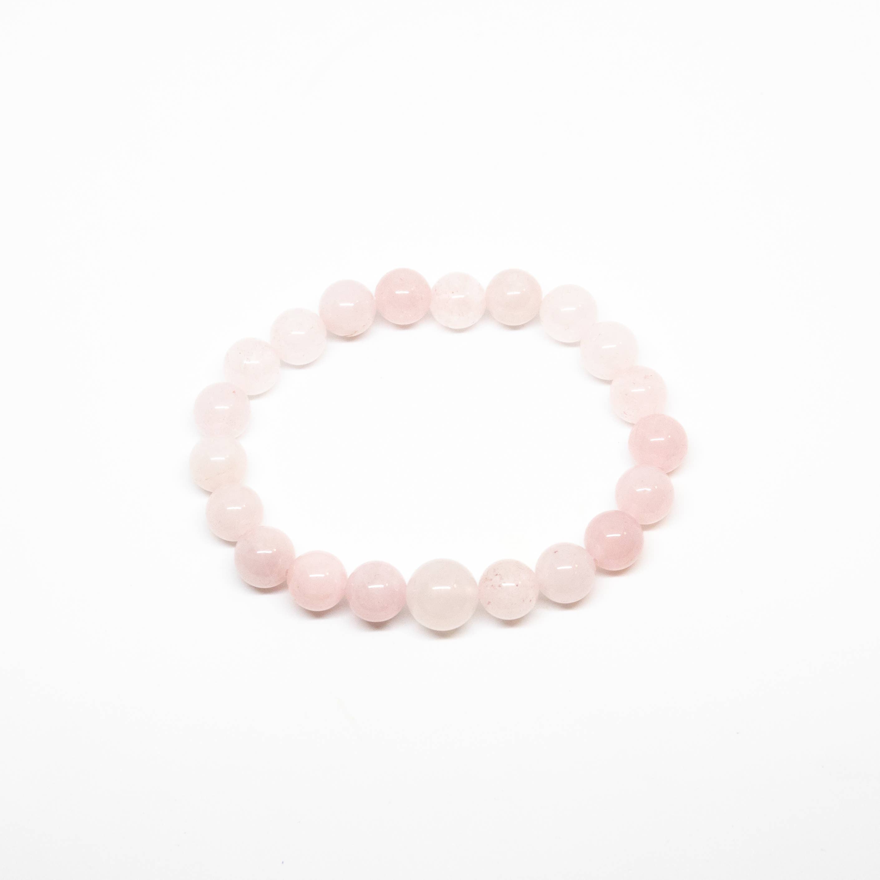 Longer Length Rose Quartz Beaded Bracelet Wrist Mala 10mm