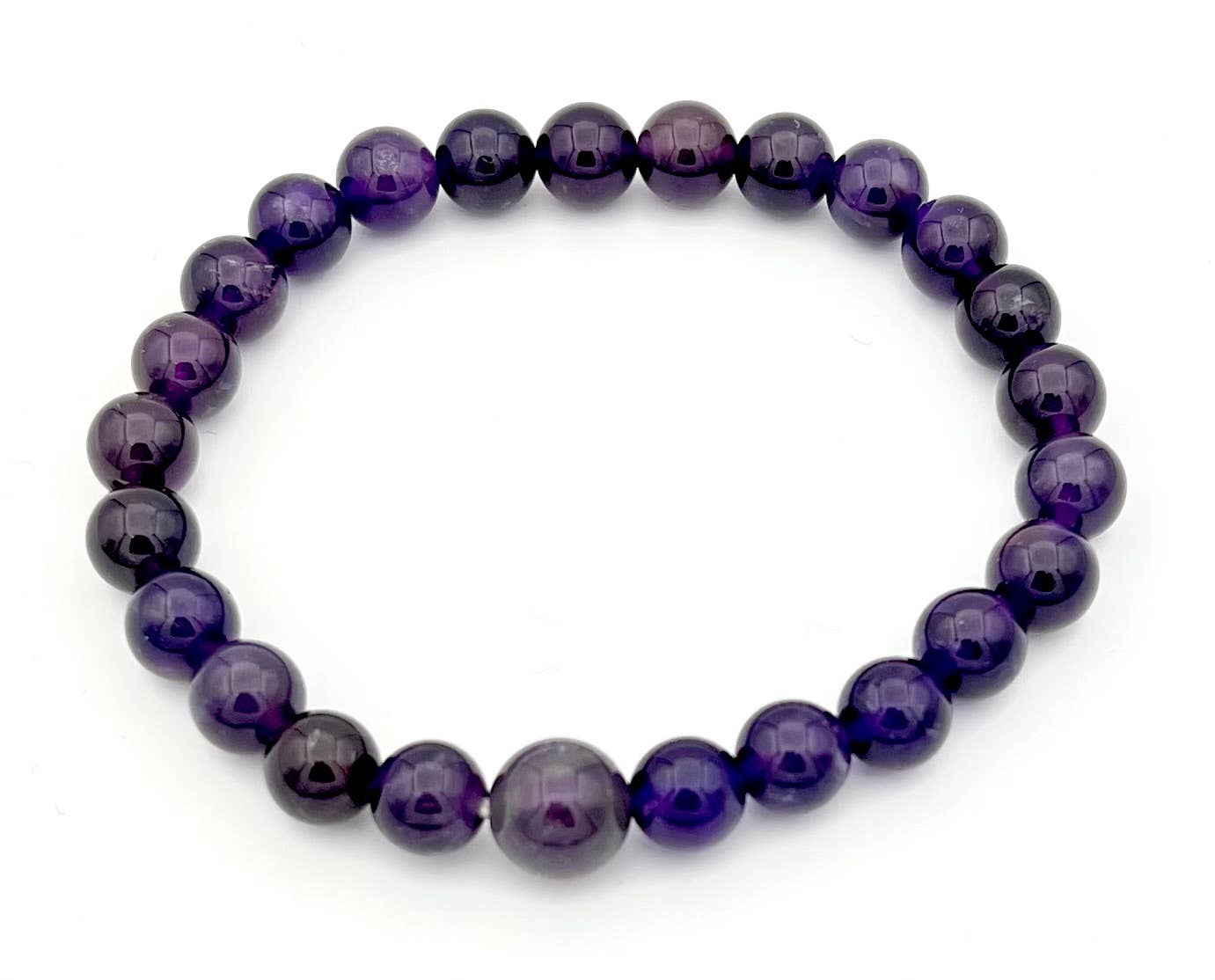 Longer Length Amethyst Beaded Bracelet Wrist Mala 8mm