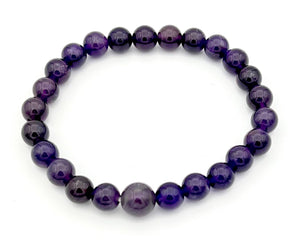 Longer Length Amethyst Beaded Bracelet Wrist Mala 8mm