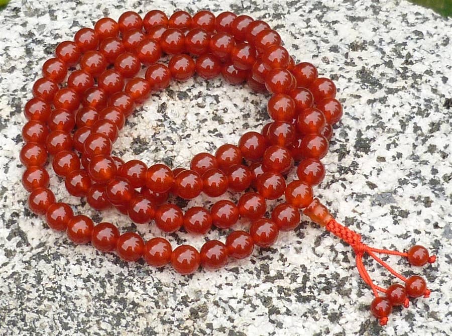 Carnelian 108 Bead Mala - 8mm