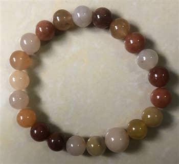 Longer Length Rainbow Jade Beaded Bracelet Wrist Mala 10mm