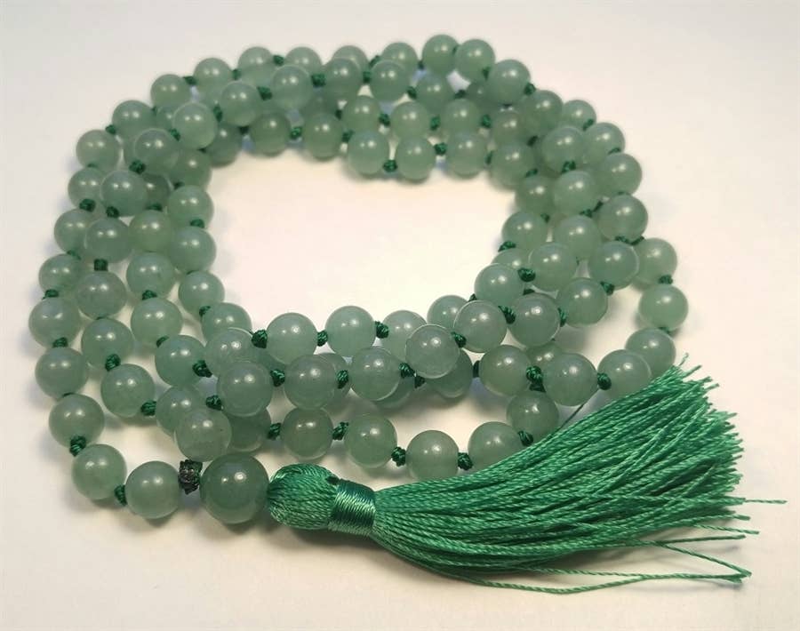 Knotted Green Aventurine 108 Bead Mala - 8mm