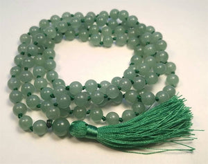 Knotted Green Aventurine 108 Bead Mala - 8mm