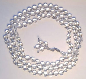 Knotted Clear Quartz Crystal 108 Bead Mala - 8mm