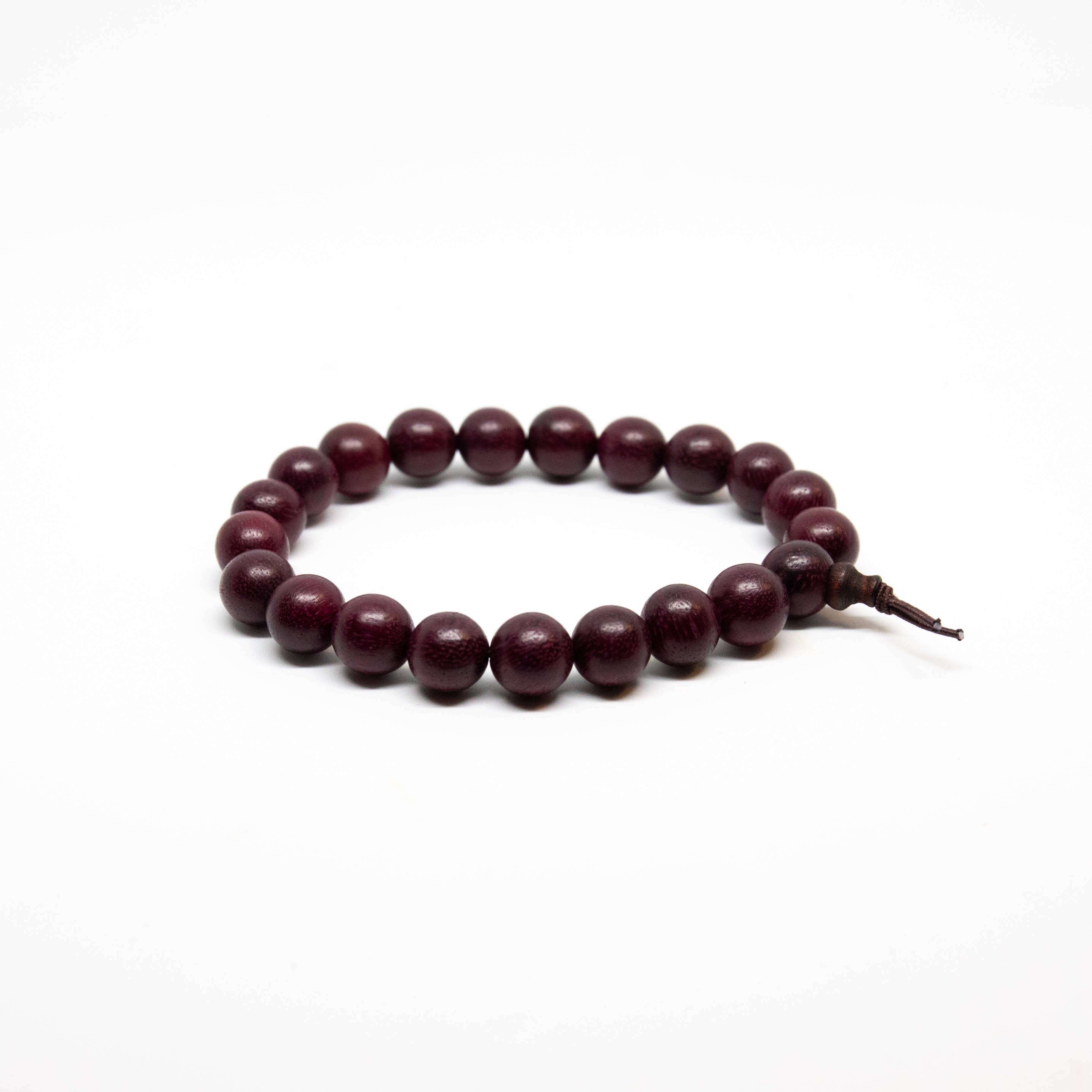 Longer Length Purpleheart Wood Bracelet - Wrist Mala - 10mm