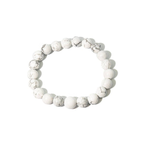 Longer Length Howlite Beaded Bracelet Wrist Mala - 10mm