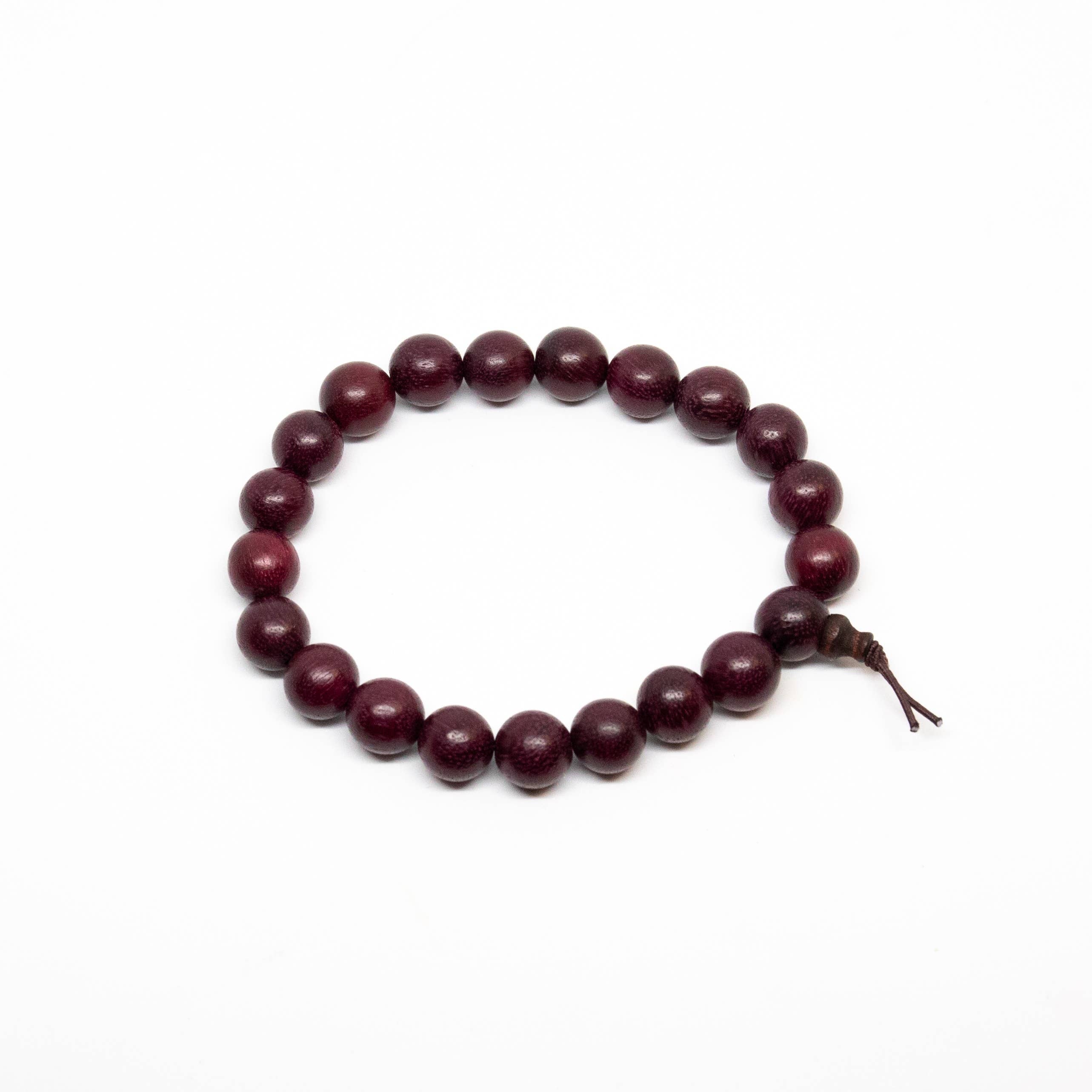 Longer Length Purpleheart Wood Bracelet - Wrist Mala - 10mm