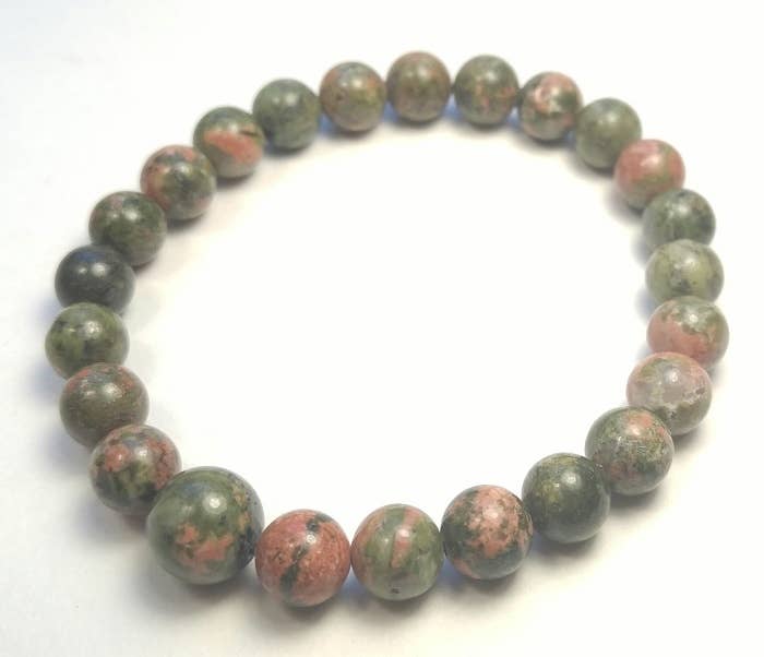 Unakite Stretchy Beaded Bracelet - Wrist Mala - 8mm